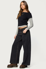 Layered Stripey Long Sleeve T Shirt