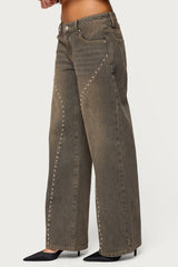 Charliza Stud Low Rise Baggy Jeans