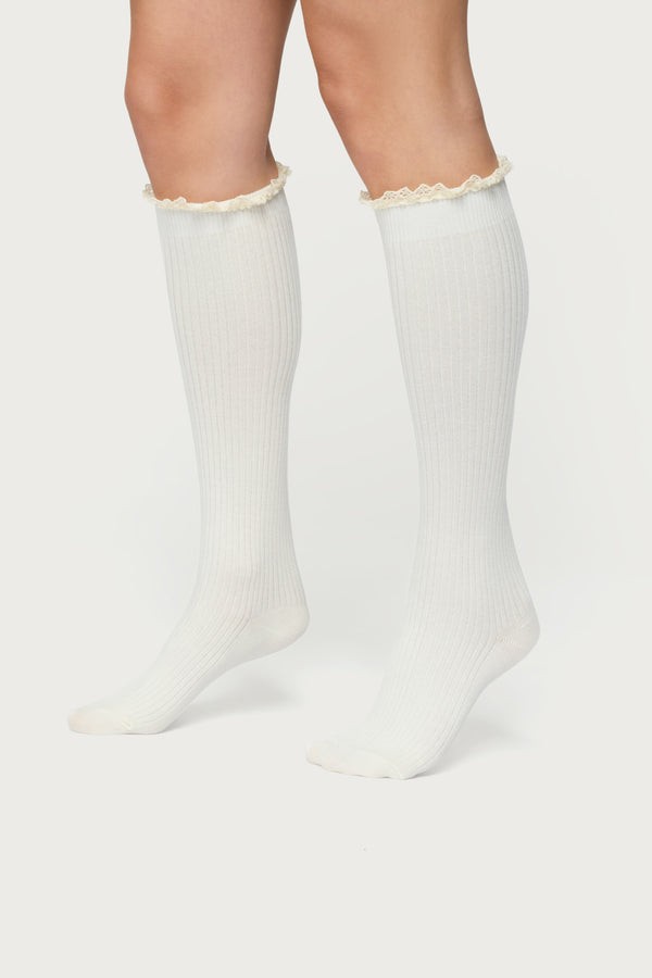 Lacey Ruffle Knee High Socks
