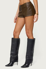 Reese Studded Faux Leather Micro Shorts