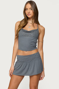 Klara Studded Cowl Neck Halter Top