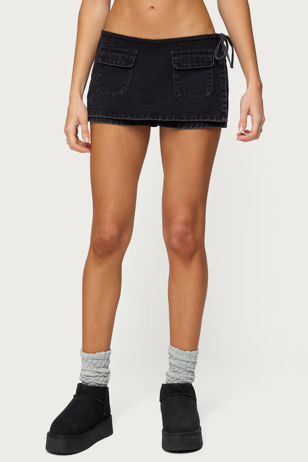 Giselle Wrap Denim Mini Skort
