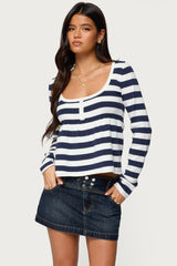Lockie Striped Knit Babydoll Top