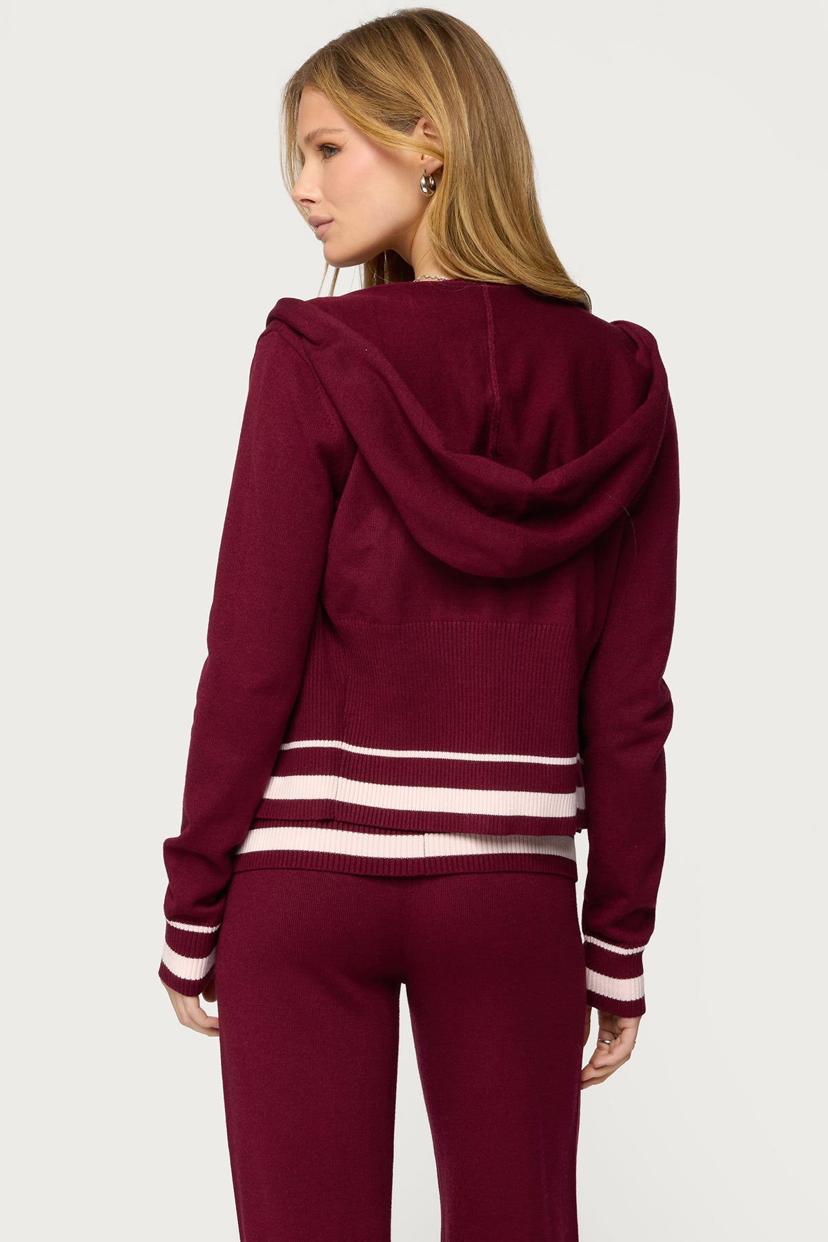 Kaliya Stripey Knit Zip Up Hoodie