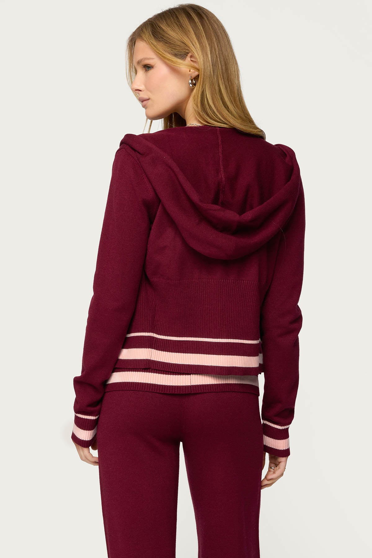 Kaliya Stripey Knit Zip Up Hoodie