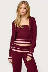 Kaliya Stripey Knit Zip Up Hoodie