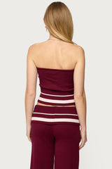 Kaliya Stripey Strapless Knit Top