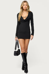 Nairobie Cowl Neck Mini Dress