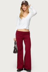 Petite Wide Leg Fold Over Pants