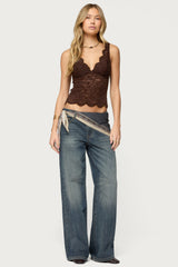 Della Waist Scarf Low Rise Baggy Jeans