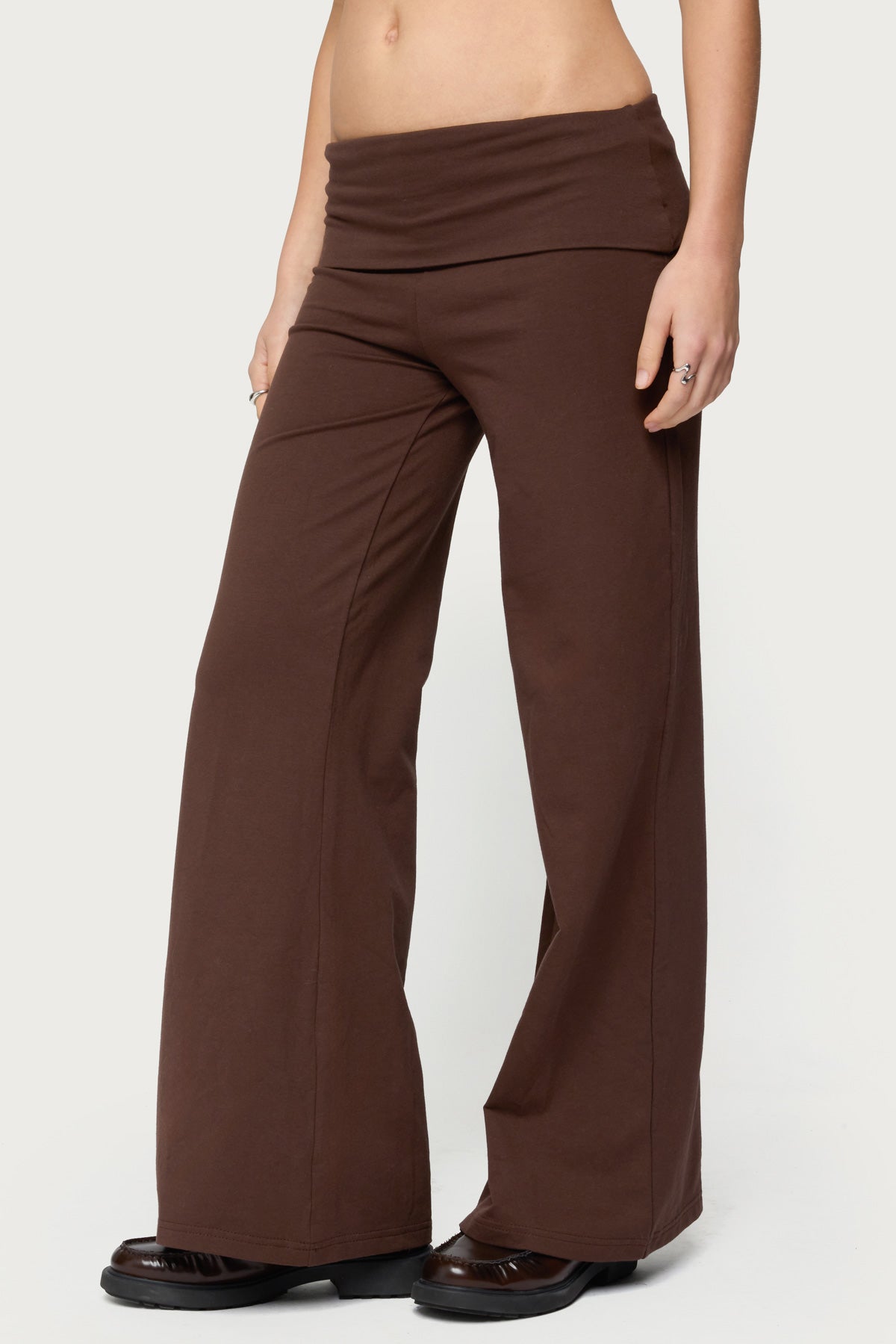 Petite Wide Leg Fold Over Pants