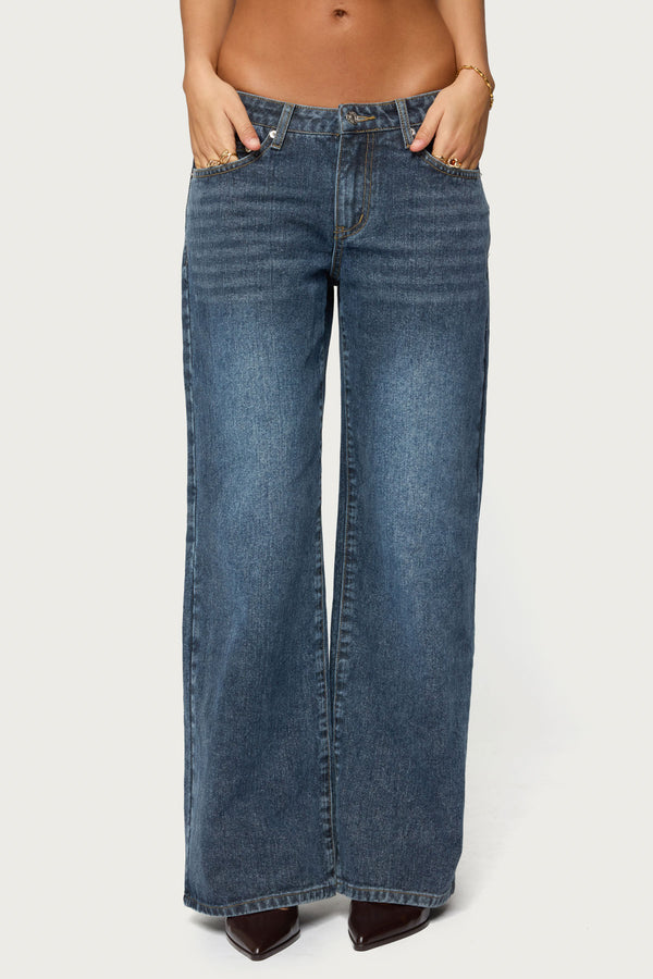 1980 Leopard Patch Low Rise Baggy Jeans