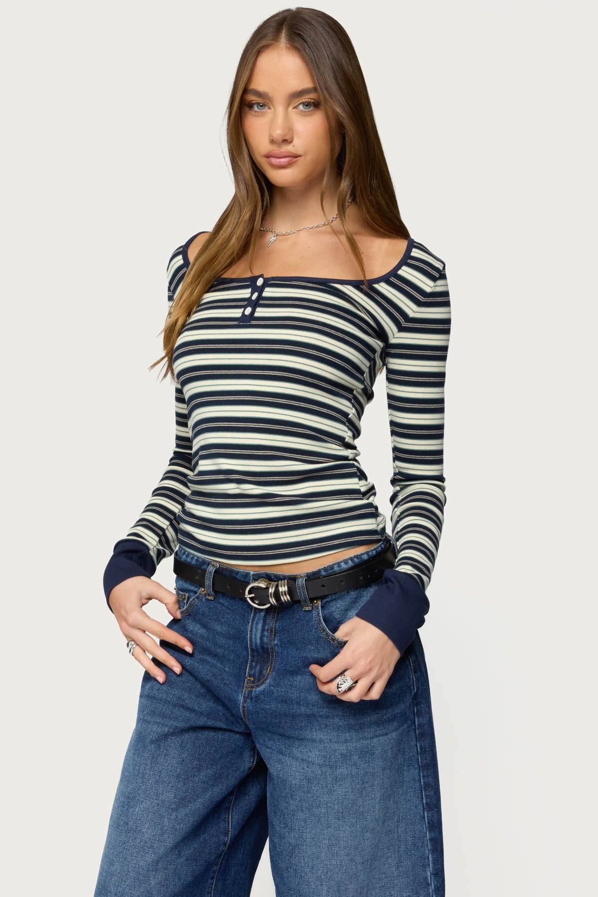 Jaida Striped Henley Top