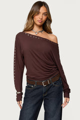 Paola Off Shoulder Stud Top