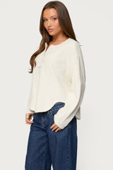 Alisia Oversized Waffle Henley Top