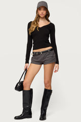 Larna V Neck Ribbed T Shirt
