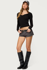 Larna V Neck Ribbed T Shirt