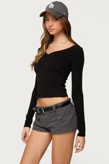 Larna V Neck Ribbed T Shirt