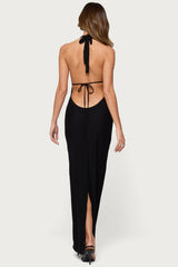 Laretta Cowl Neck Backless Maxi Dress