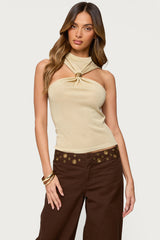 Nalia Gathered Ring Glitter Knit Top