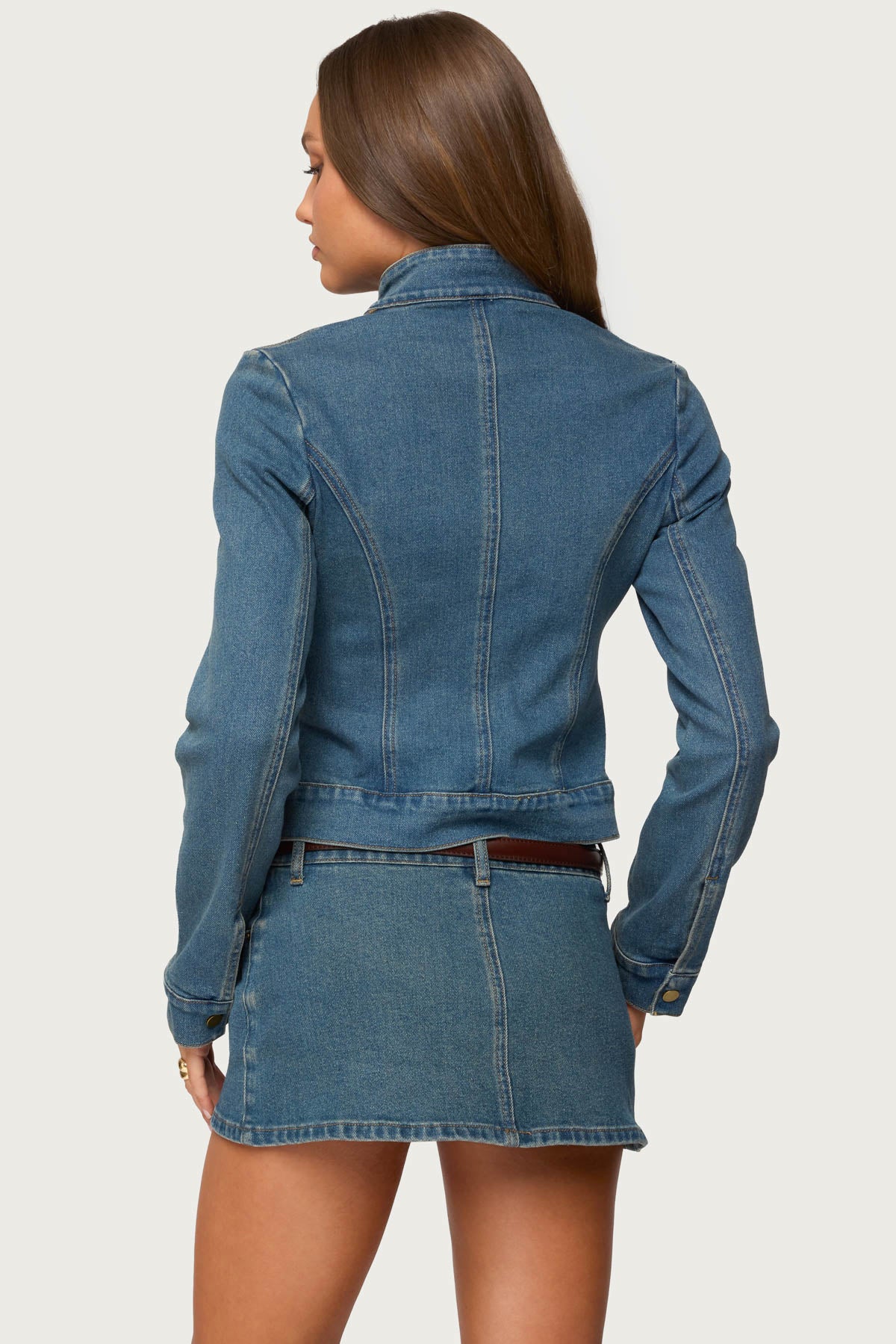 Josiee Stretchy Denim Moto Jacket