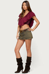 Deena Ruffled V Neck Top