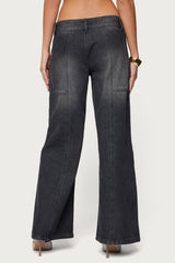 Charlize Stitched Washed Low Rise Baggy Jeans