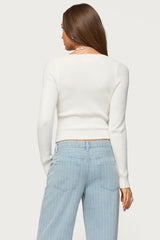Maliah Ribbed Knit V Neck Top