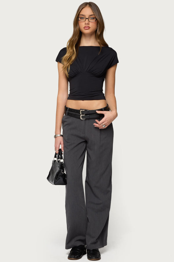 Leonah Ruched Boat Neck Top