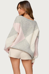 Elda Oversized Argyle Sweater