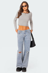 Debbie Distressed Low Rise Baggy Jeans