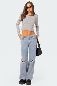 Debbie Distressed Low Rise Baggy Jeans