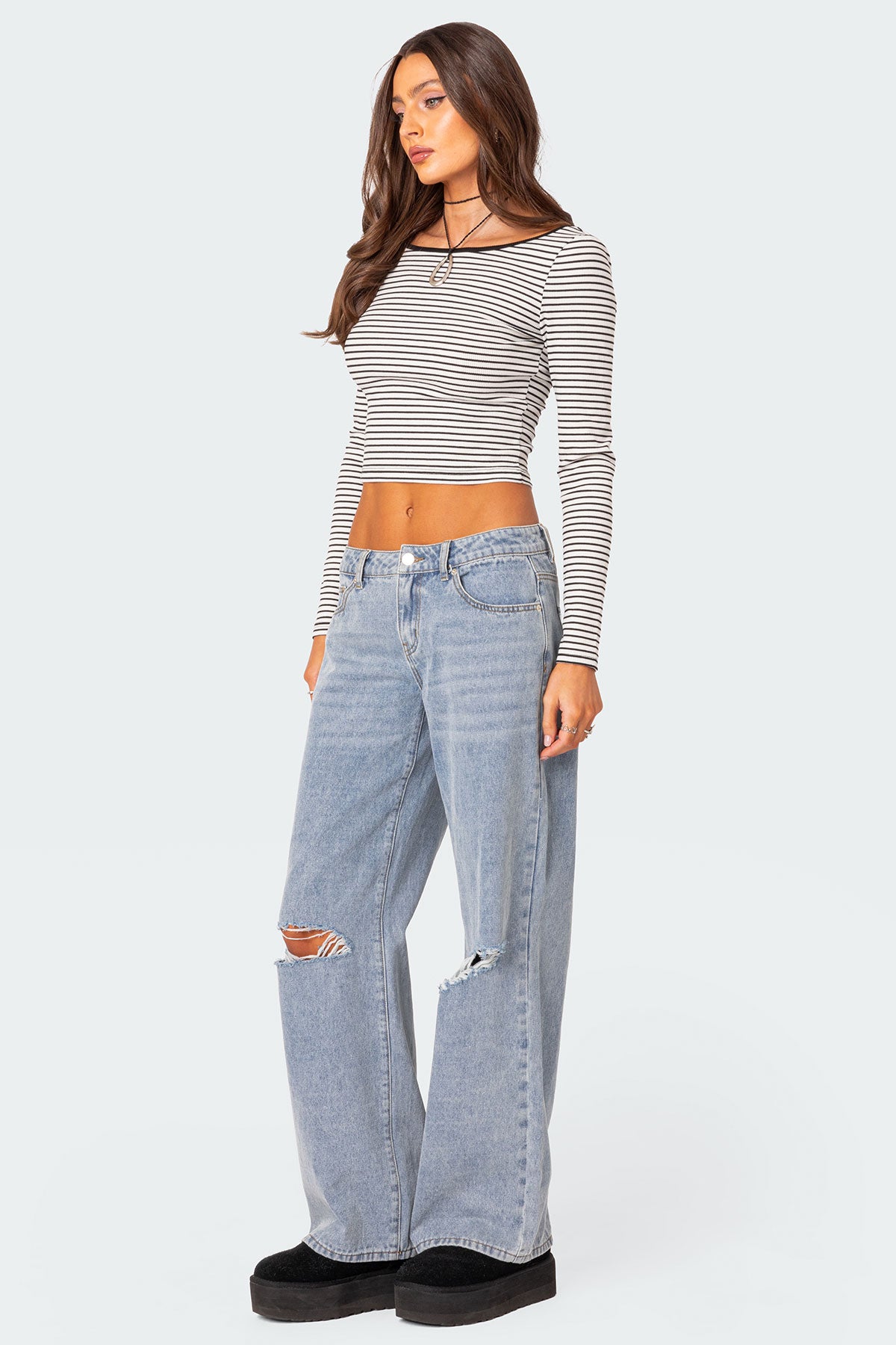 Debbie Distressed Low Rise Baggy Jeans