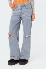 Debbie Distressed Low Rise Baggy Jeans