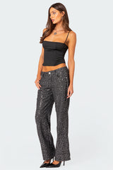 Nyah Sequin Low Rise Wide Leg Jeans
