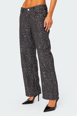 Nyah Sequin Low Rise Wide Leg Jeans