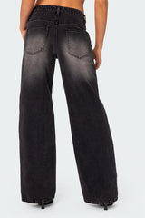 Magda Acid Wash Low Rise Baggy Jeans