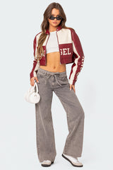 Tie Waist Washed Low Rise Baggy Jeans