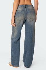 Jesi Washed Low Rise Baggy Jeans