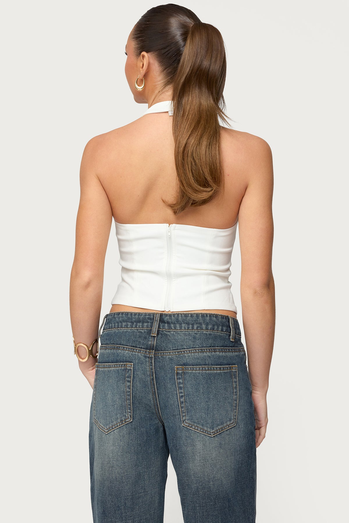 Stassy Abstract Cutout Halter Top