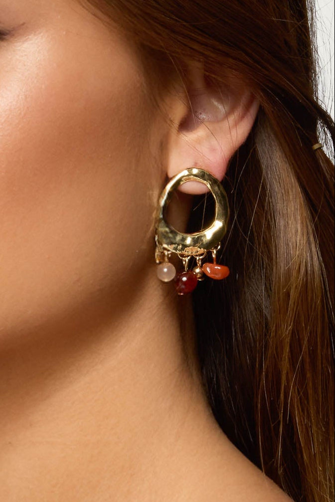 Mixed Gemstone Abstract Stud Earrings