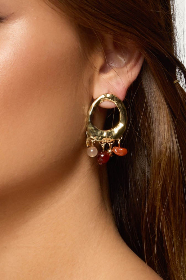 Mixed Gemstone Abstract Stud Earrings