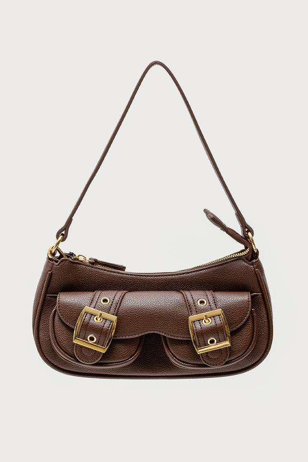 Zinnia Faux Leather Buckle Bag