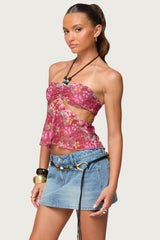 Solana Floral Cut Out Halter Top