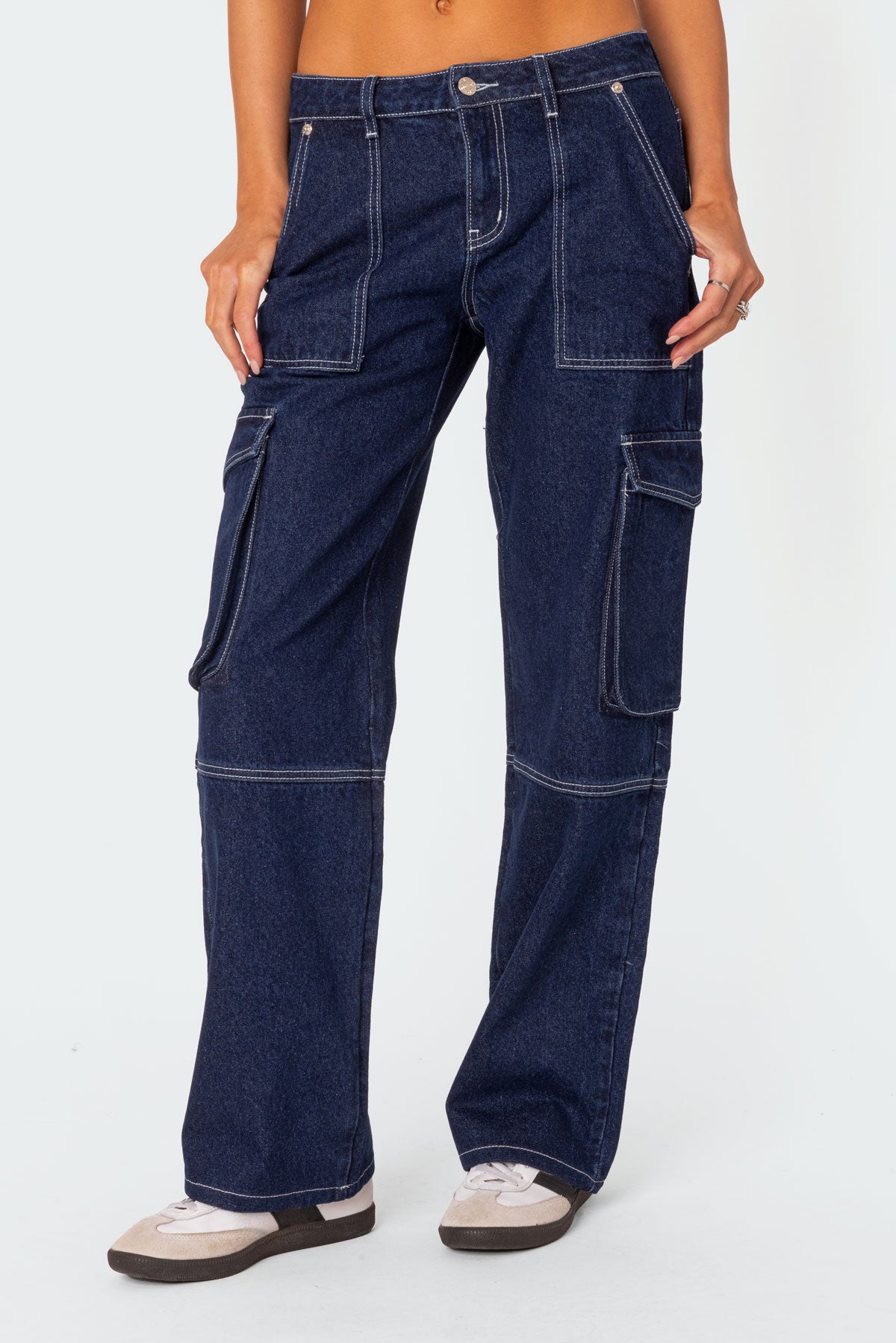 Alyssa Stitch Low Rise Baggy Cargo Jeans