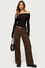 Zebra Print Low Rise Baggy Jeans
