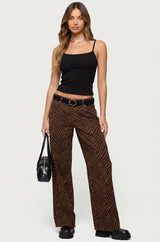 Zebra Print Low Rise Baggy Jeans
