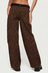 Zebra Print Low Rise Baggy Jeans