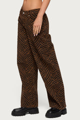 Zebra Print Low Rise Baggy Jeans