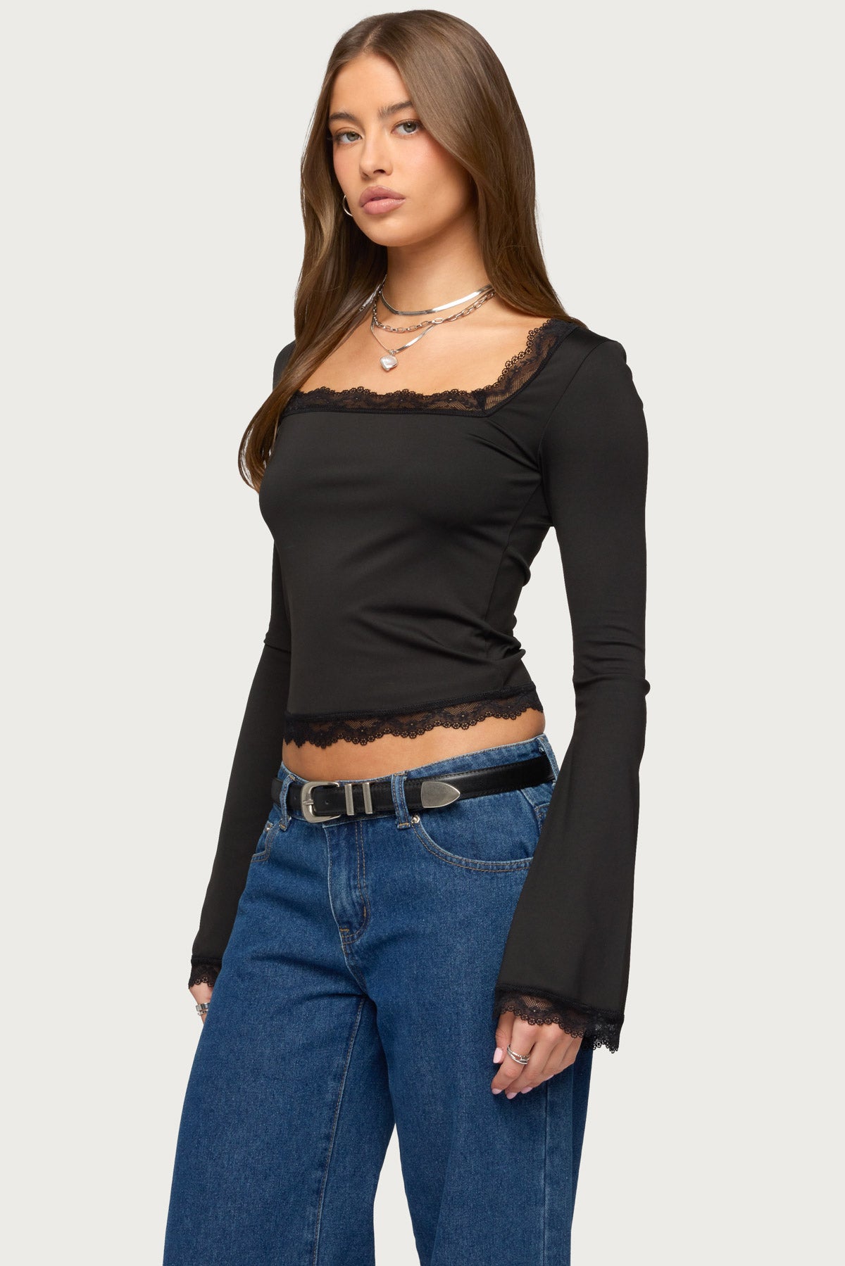 Kailin Lacey Flared Sleeve Top